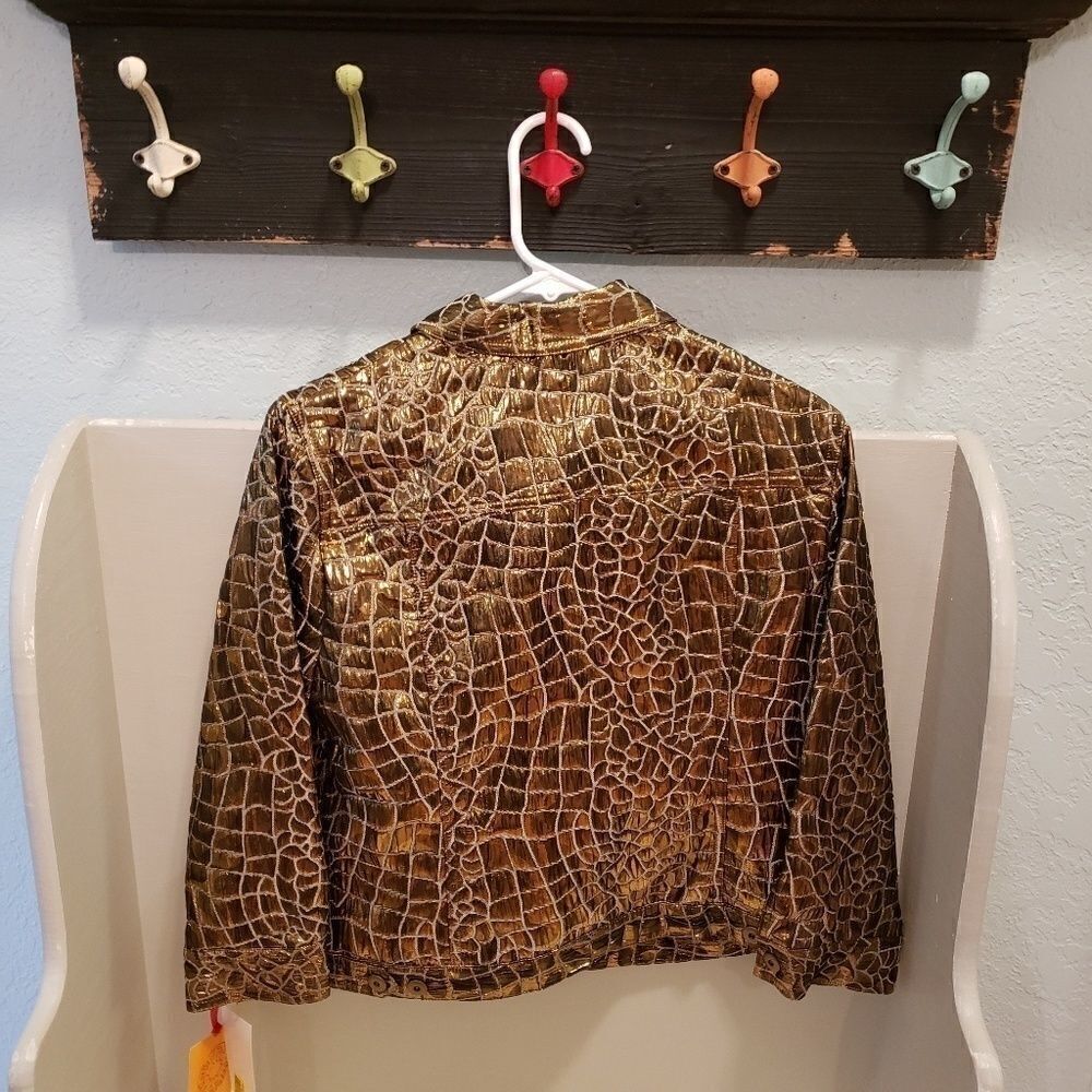NEW Ruby Rd Gold Metallic Giraffe Holiday Jacket - Picture 7 of 7